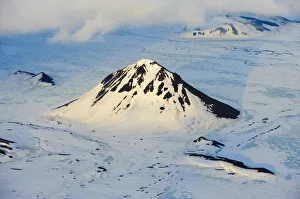 Glaciers Prints: Aerial view of the Myrdalsjokull Glacier, in South Iceland, April 2010