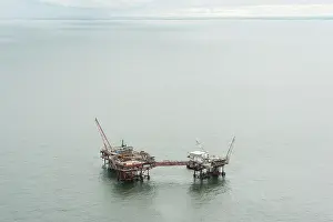 Equipment Prints: Aerial view of oil rig drilling platform, Louisiana, Gulf of Mexico, USA. August, 2010