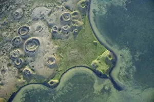 Images Dated 1st July 2009: Aerial view of pseudocraters, Lake Myvatn, Northern Iceland, July 2009