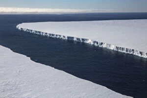 Antarctic Ocean Gallery: Aerial view of the Ross Ice Shelf, the largest ice shelf of Antarctica, near Cape Crozier