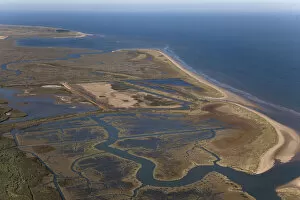 Images Dated 24th September 2009: Aerial view of saltmarshes at Titchwell RSPB reserve, Norfolk, UK, September 2009