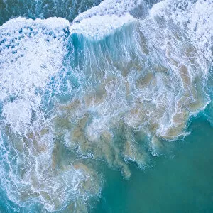 April 2021 Highlights Gallery: Aerial view of the sea over Antuerta beach, Trasmiera Coast