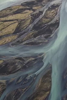 Images Dated 1st July 2009: Aerial view of the Skjalfandafljot river delta, Northern Iceland, July 2009