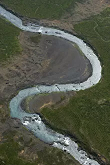 Images Dated 29th June 2009: Aerial view of Skjalfandafljot River (glacial river) Northern Iceland, June 2009