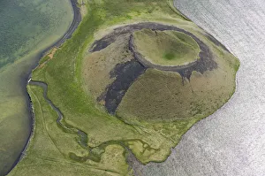 Images Dated 29th June 2009: Aerial view of Skutustadagigar pseudocrater, Lake Myvatn, Northern Iceland, June 2009