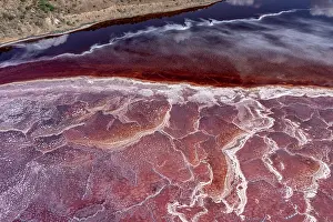Minerals Prints: Aerial view of soda on surface of Lake Magadi, Rift Valley, Kenya. September, 2023