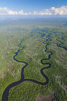 Images Dated 10th February 2012: Aerial view over subtropical mangrove wetlands of the Everglades National Park. Florida