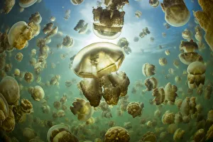 Aggregation of Golden jellyfish (Mastigias sp