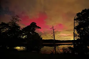 Natural Light Prints: Aurora borealis in night sky over Lake Fohnsee