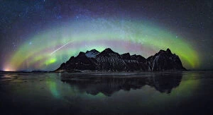 Guy Edwardes Collection: Aurora Borealis over Vestrahorn, Stokksnes, Hofn, Iceland. March 2018