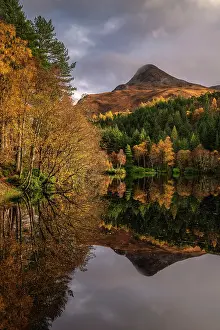 Loch Prints: Autumnal woodland surrounding Glencoe Lochan, Glencoe, Scotland, UK. November, 2023