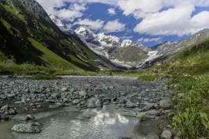 Russia Prints: Belukha mountain. View from the Katunsky glacier Belukha Natural Park