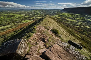 Exploring Britain Collection: Black Hill / The Cats Back a narrow ridge walk in the Welsh Borders. To the right is Wales