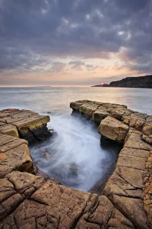 Time Exposure Prints: Broad Bench at sunset, rocks exposed at low tide, Kimmeridge Bay, Jurassic Coast