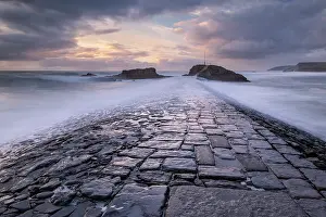 Photographic Effect Prints: Bude breakwater on a stormy evening at high tide