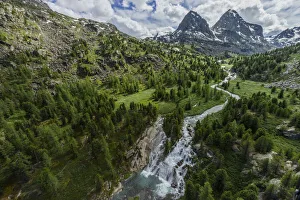 Russia Prints: Cascade of waterfalls, Shinok River, Tog-Altai. Altai Republic, Russia