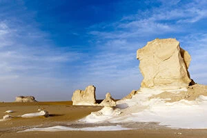 Arid Gallery: Chalk rock formations caused by sand storms, White desert in the Sahara, Egypt, February