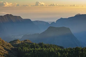 The Cirque de Salazie at dawn from the Col de Boeuf, Reunion Island The Cirque de Salazie at dawn from the Col de Boeuf, Reunion Island