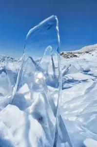 Clear pane of ice, Lake Baikal, Siberia, Russia, March