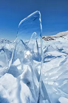 Clear pane of ice, Lake Baikal, Siberia, Russia, March