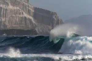 Guadalupe Island Prints: Cliff wall and wave, Guadalupe Island Biosphere Reserve, off the coast of Baja California