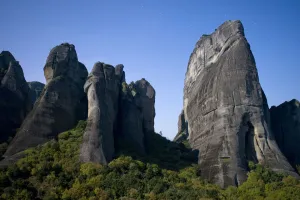 Images Dated 14th October 2008: Cliffs in moonlight, Meteora, Greece, October 2008