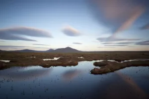 Bogs Prints: Cloud patterns over peatbog landscape, Flow Country, Forsinard, Caithness, Highland
