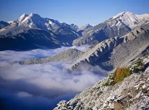 Clouds fill the valley of Llobegat in Cadi Moixero Natural Park. Catalonia, Pyrenees