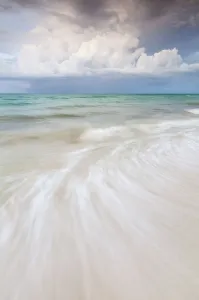 Coastal landscape with empty beach, Ria Lagartos Biosphere Reserve, Yucatan Peninsula