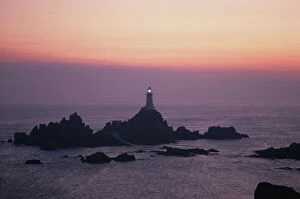 2009 Highlights Collection: Corbiere lighthouse at sunset, Jersey, Channel Islands