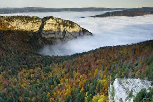 Images Dated 19th December 2010: The Creux du Van cirque, an amphitheatre-like valley head shaped by glacial erosion