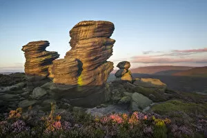 Ancient Gallery: The Crow Stones at sunrise, Peak District National Park, Derbyshire, UK. August 2015