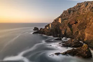 Cornwall Gallery: The Crowns Engine houses bathed in late evening light, Botallack, West Cornwall, UK