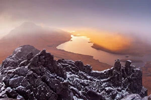 Images Dated 16th November 2016: Cul Beag and Loch Lurgainn at sunrise from the summit of Stac Pollaidh, Coigach