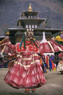 Images Dated 16th October 2006: Dance of the Eight Manifestations of Guru Rinpoche, Gom Kora Festival, eastern Bhutan 2001