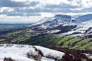 Herefordshire Prints: The Darens Ice Age landslips on the Black Mountains and the Olchon Valley viewed from Black Hill / the Cat's Back