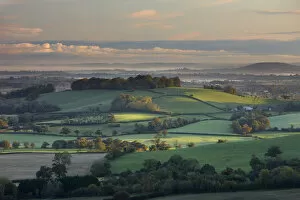 Dawn in the Blackmore Vale, Dorset, England, UK, in autumn, October 2008