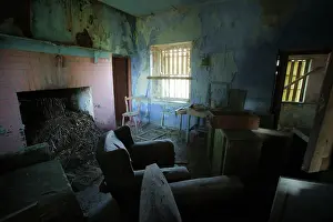 Corvidae Prints: Derelict farmhouse, abandoned completely with furniture