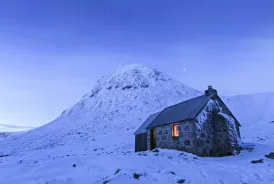 Devils Point and Corrour Bothy in snow, Cairngorms National Park, Highlands of Scotland