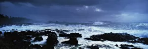 Images Dated 2nd August 2011: Dramatic seas crashing onto a rocky shore. The Broken Group Islands from The Wild Pacific Trail
