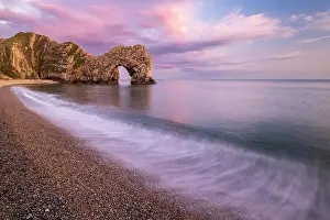 Travel Prints: Durdle Door rock arch at sunset