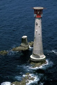 Buildings Prints: Eddystone Lighthouse marking the dangerous Eddystone Rocks off Rame Head in Cornwall