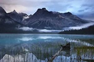 Emerald Lake at dawn with the peaks of the President Range beyond, Yoho National Park Emerald Lake at dawn with the peaks of the President Range beyond, Yoho National Park