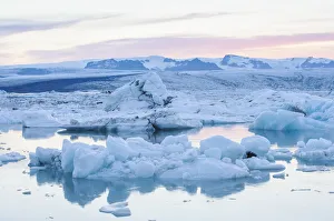 Glacier Prints: End of the Vatnajokull glacier melting into Jokulsarlon glacial lake, Iceland, July 2012