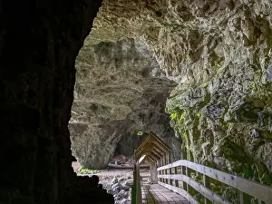 Sutherland Prints: Entrance to the Smoo Cave, a combined sea and freshwater cave