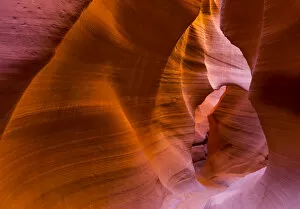 Red Gallery: Eroded sandstone patterns on walls of Lower Canyon, Antelope Canyon, Page, Arizona