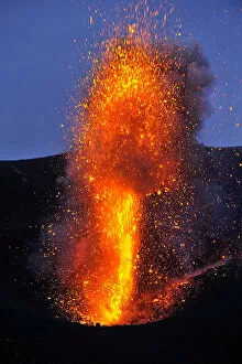 Eruption on Stromboli Volcano, Aeolian Islands, Italy, May 2009