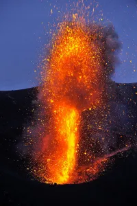 Images Dated 14th May 2009: Eruption on Stromboli Volcano, Aeolian Islands, Italy, May 2009