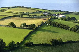 Farm on coast near Porlock, Exmoor, Somerset, UK. August 2009
