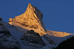 Images Dated 4th July 2008: First light on snow covered mountain near Dombay, Teberdinsky biosphere reserve, Caucasus